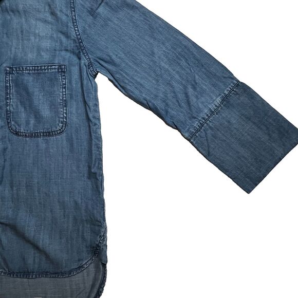Cloth & Stone Tencel Anthropologie Chambray Button Down Top XS Soft Denim Shirt - Picture 12 of 15